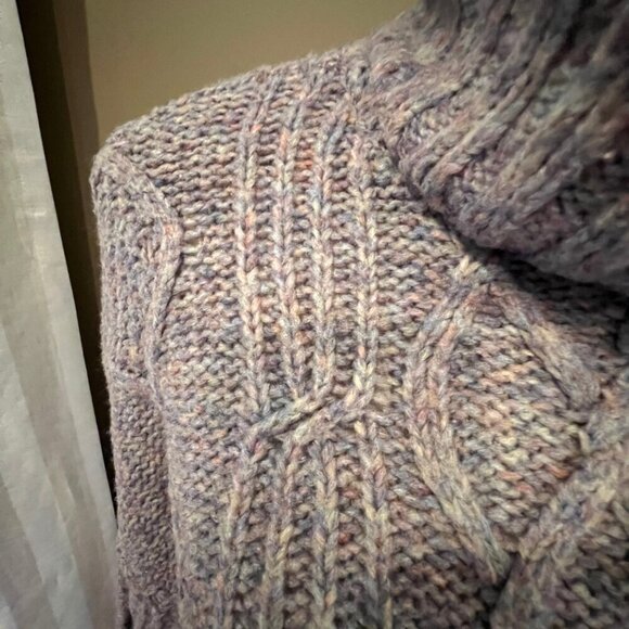 American Eagle Purple Gray Cable Knit Chunky Turtle Neck Sweater, Size Small - Picture 4 of 10